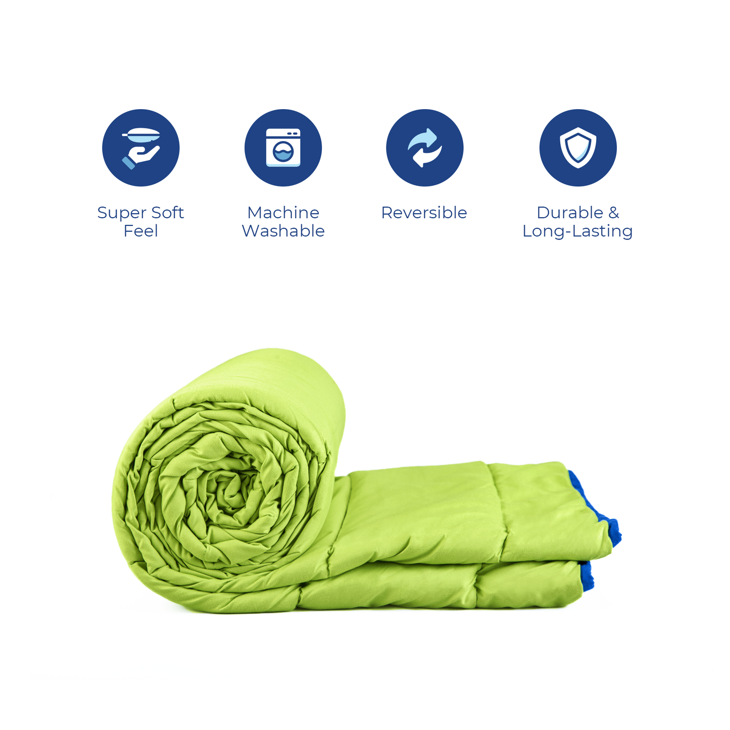 Bright Green and Deep Blue Reversible Solid Comforter