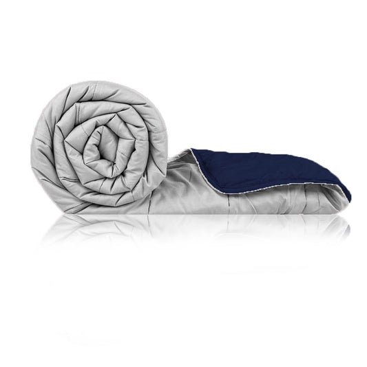 Navy Blue and Silver Grey Reversible Solid Comforter