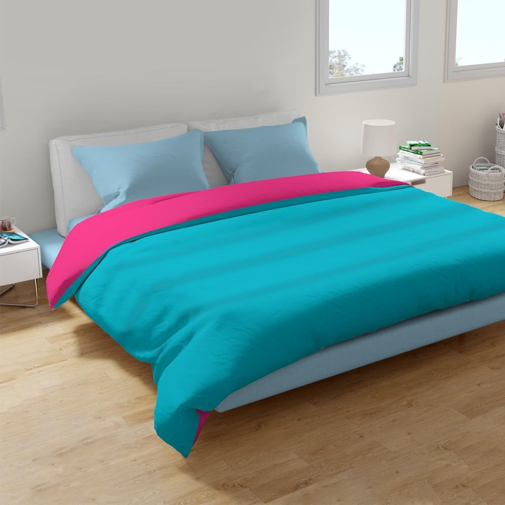 Pink & Teal Reversible Solid Comforter