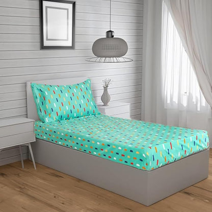 Super Soft microfibre printed bedsheet with pillow cover - Stroke Green
