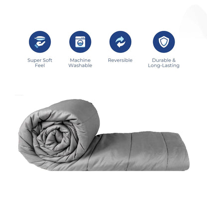 Navy Blue and Silver Grey Reversible Solid Comforter