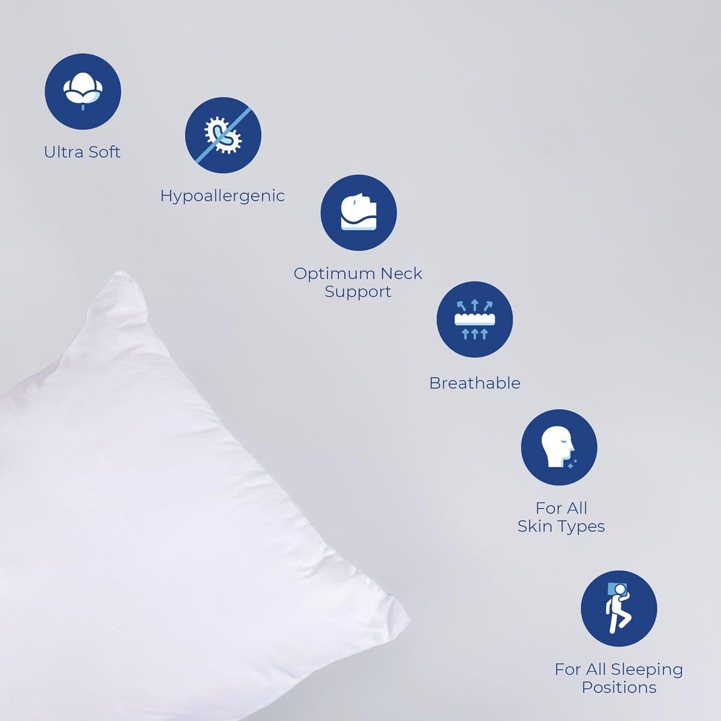 Comfort Soft pillow for Sleeping, White, Pack of 2