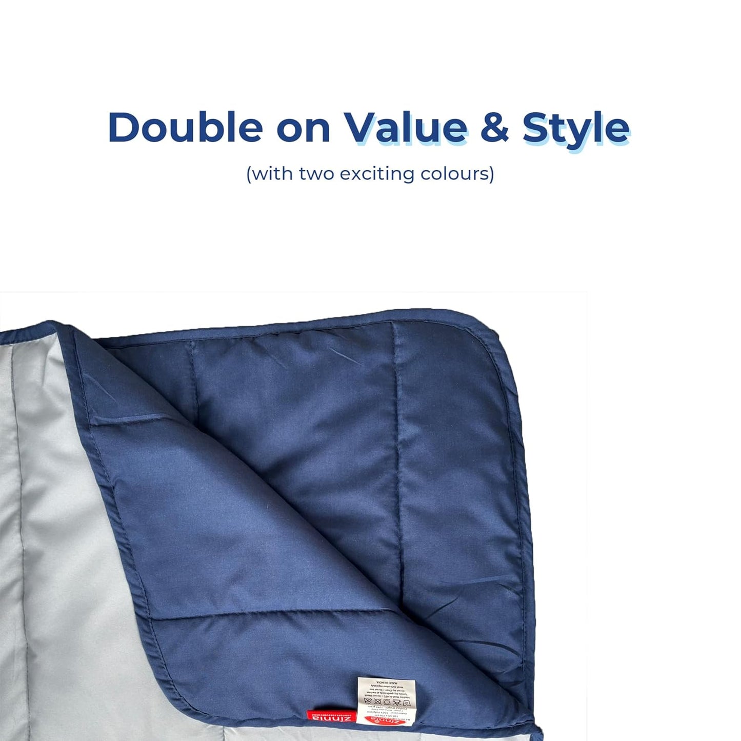 Navy Blue and Silver Grey Reversible Solid Comforter