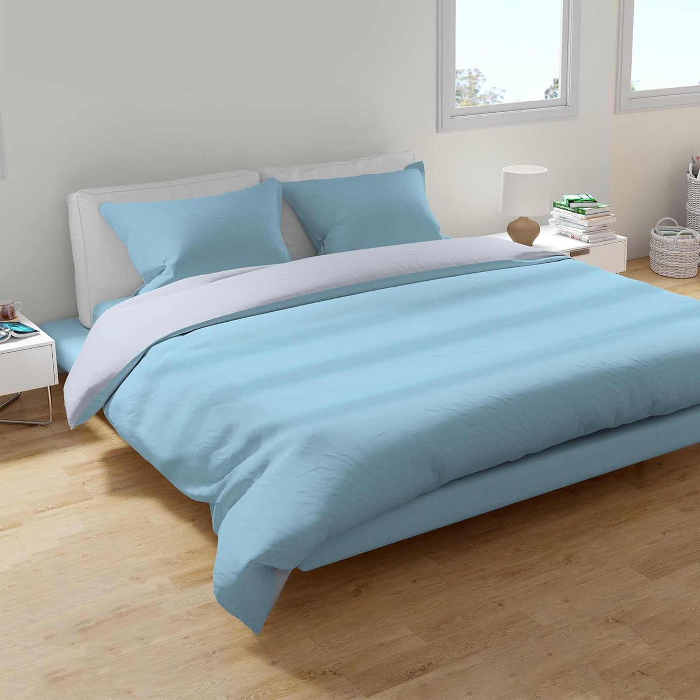 Light Blue and Light Grey Reversible Solid Comforter