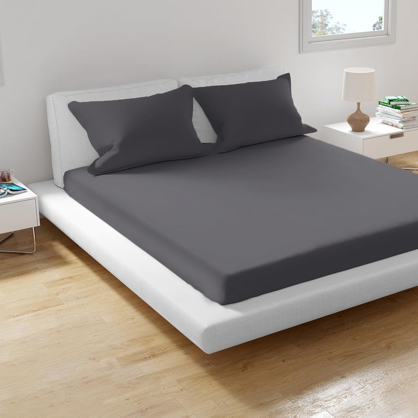Super Soft microfibre solid bedsheet with pillow cover - Granite Grey