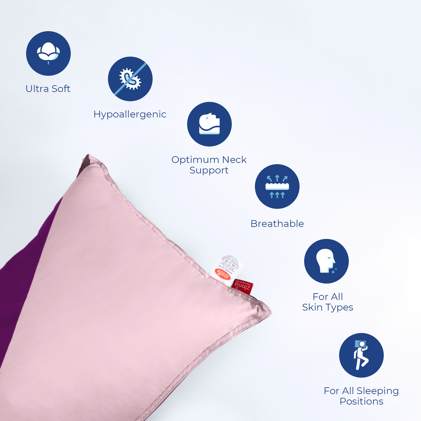 Diagonal Super Soft  pillow for sleeping, Basic size 41 x 61 cm - pack of 2