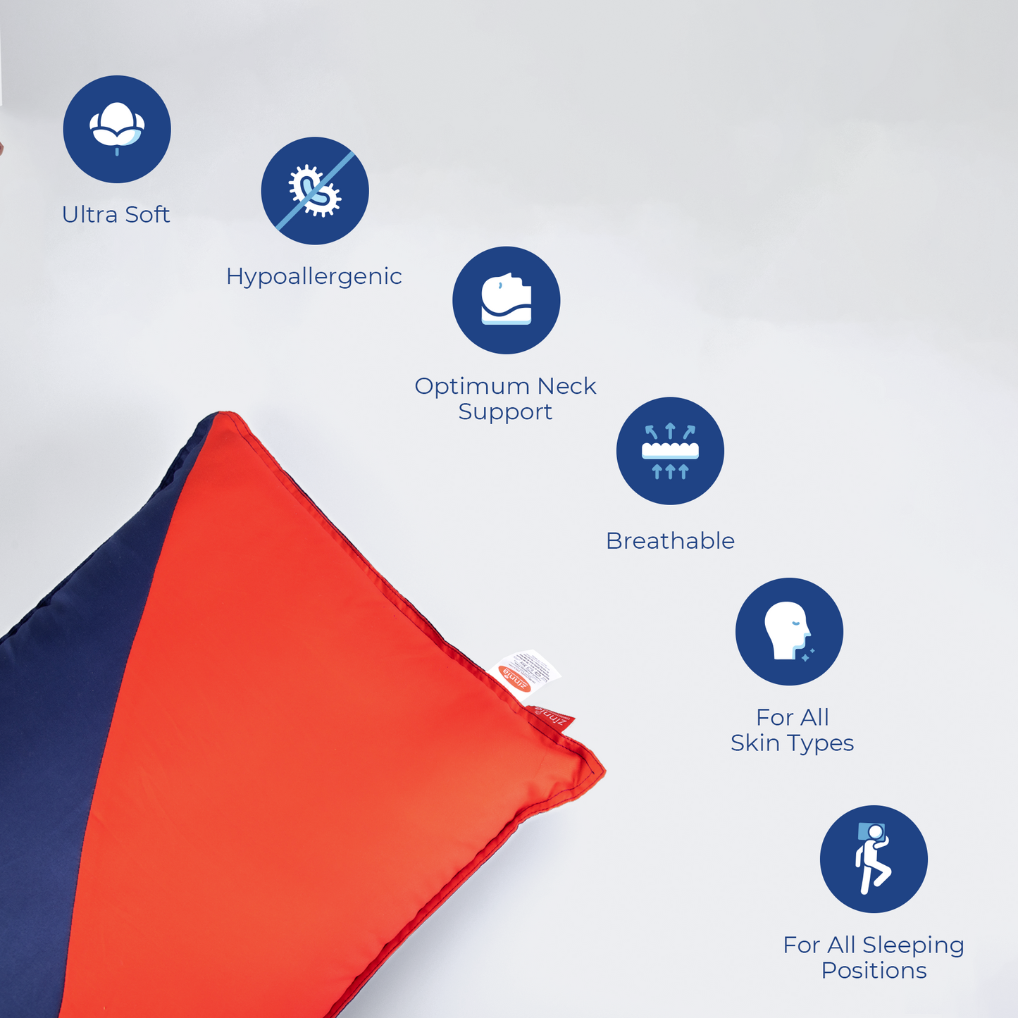 Diagonal Super Soft  pillow for sleeping, Basic size 41 x 61 cm - pack of 2
