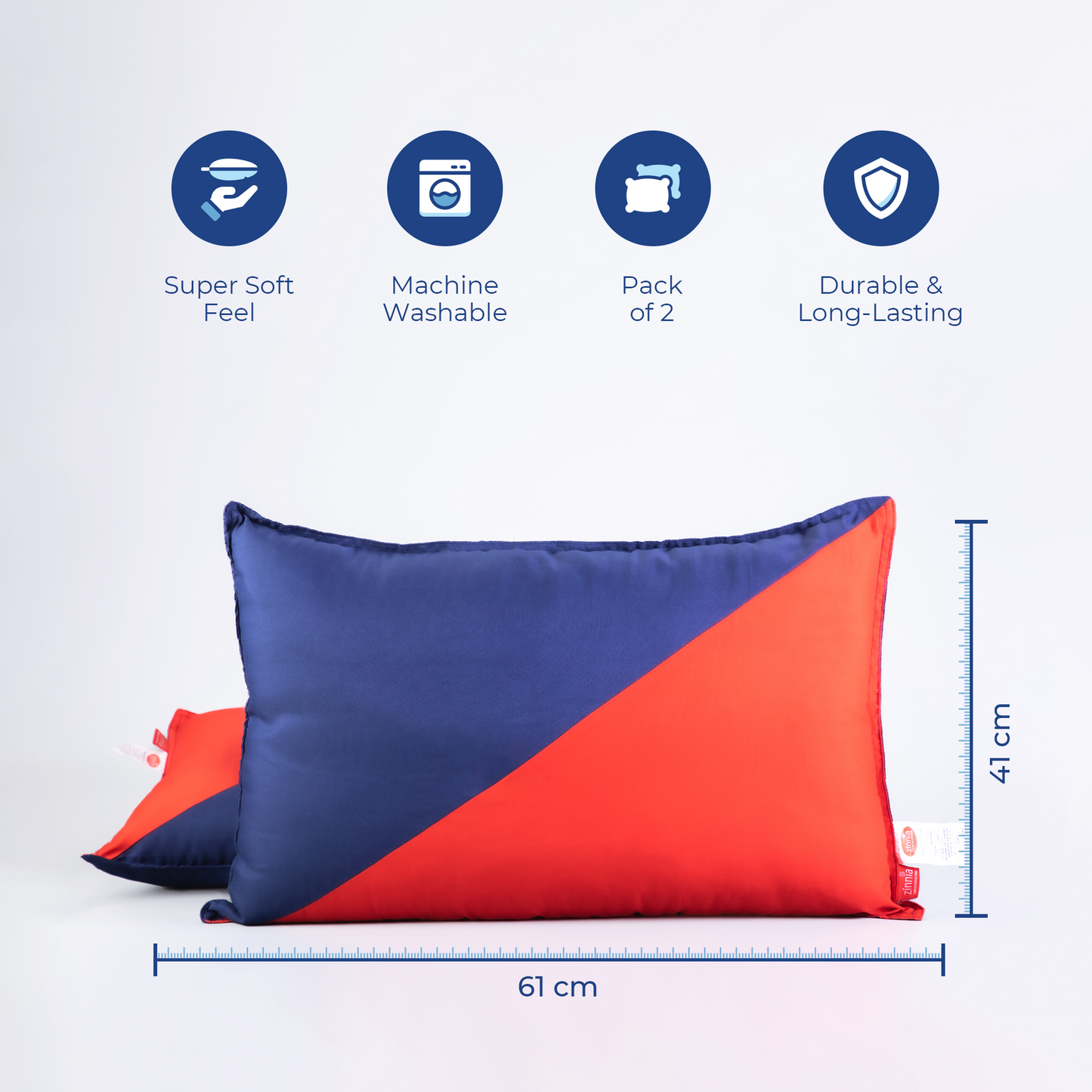Diagonal Super Soft  pillow for sleeping, Basic size 41 x 61 cm - pack of 2