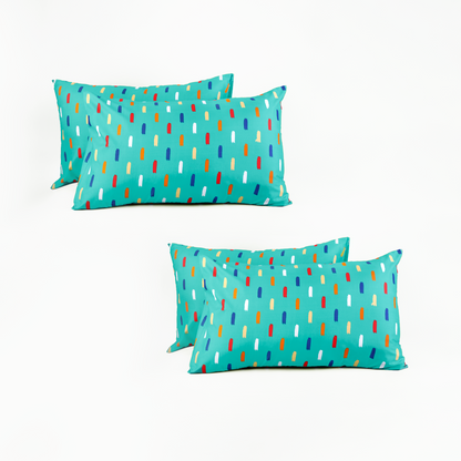 Super Soft microfibre printed bedsheet with pillow cover - Stroke Green