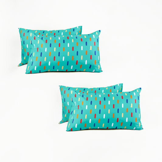 Super Soft microfibre printed bedsheet with pillow cover - Stroke Green