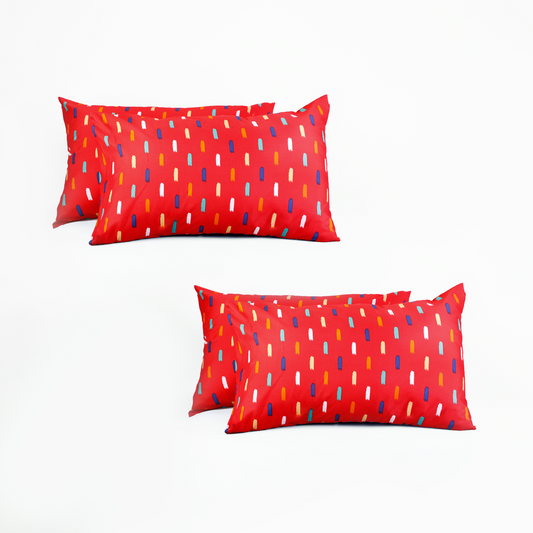 Super Soft microfibre printed bedsheet with pillow cover - Stroke Red
