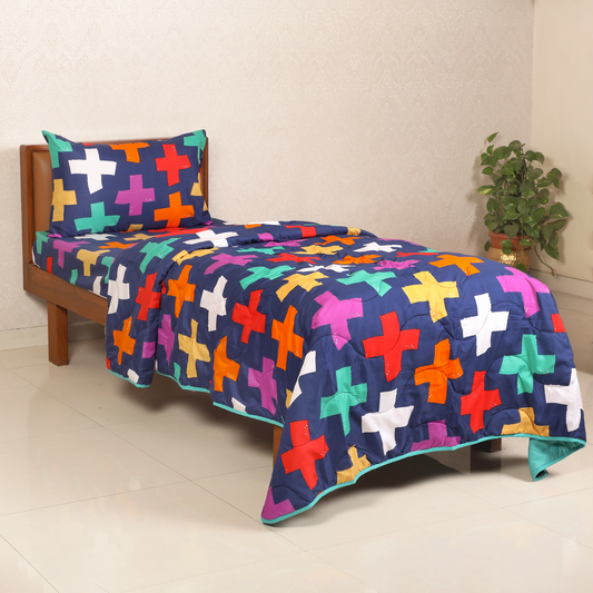 Erin Navy and Bright Blue Printed Comforter