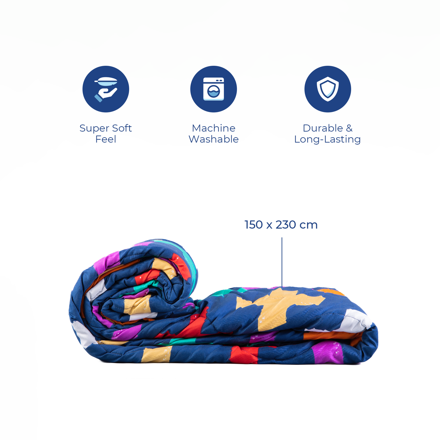 Erin Navy and Bright Blue Printed Comforter