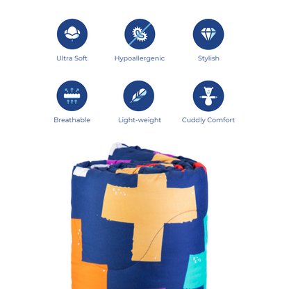 Erin Navy and Bright Blue Printed Comforter