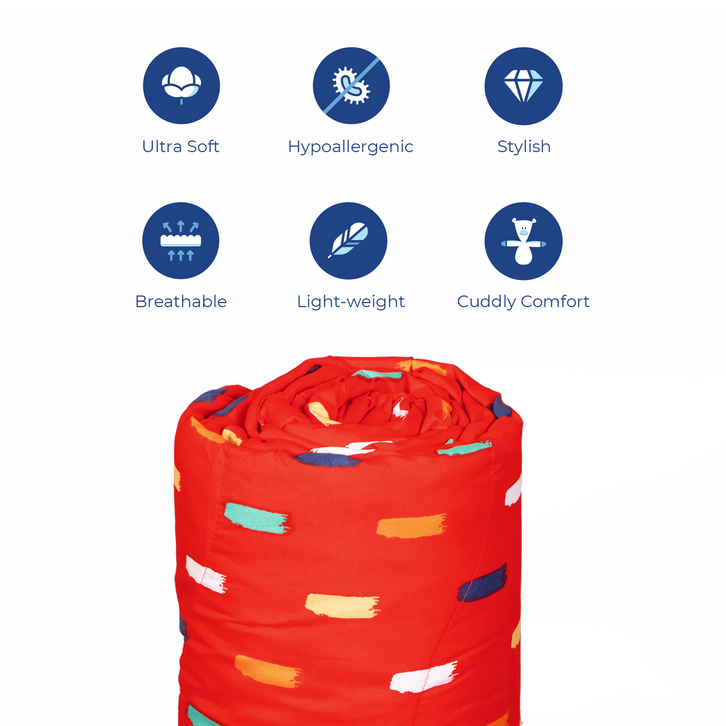 Stroke Red and Navy Printed Comforter