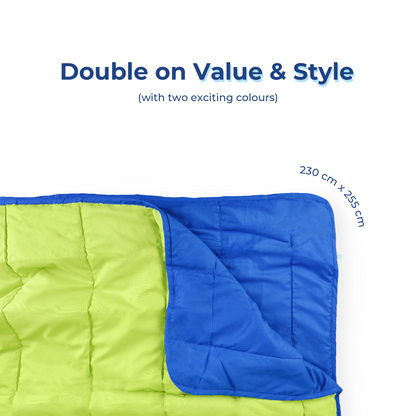 Bright Green and Deep Blue Reversible Solid Comforter