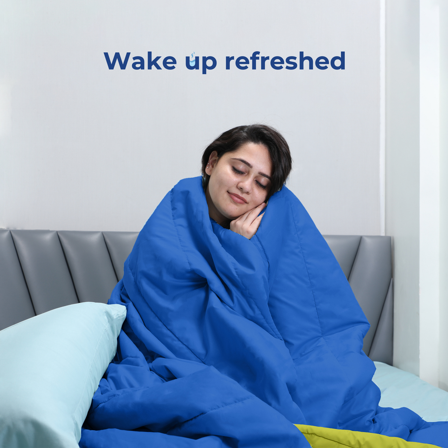 Bright Green and Deep Blue Reversible Solid Comforter