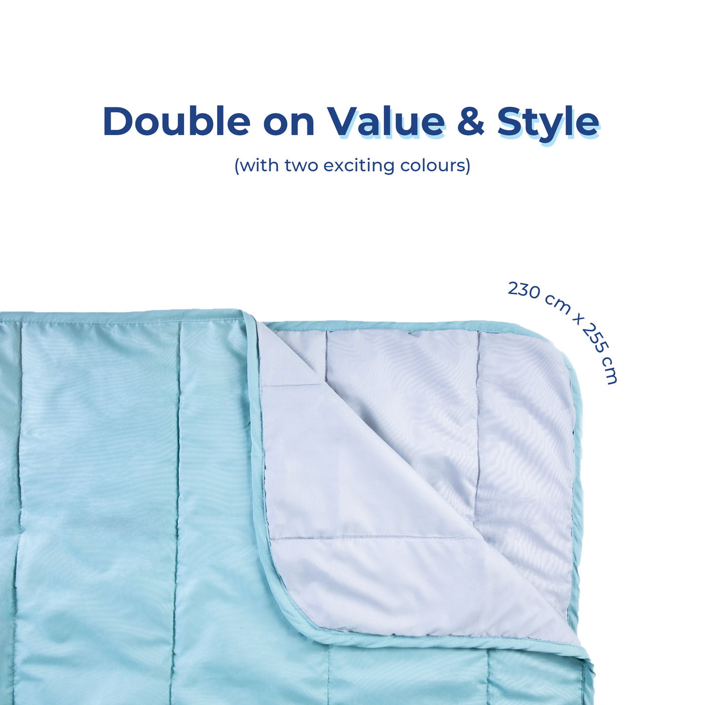 Light Blue and Light Grey Reversible Solid Comforter