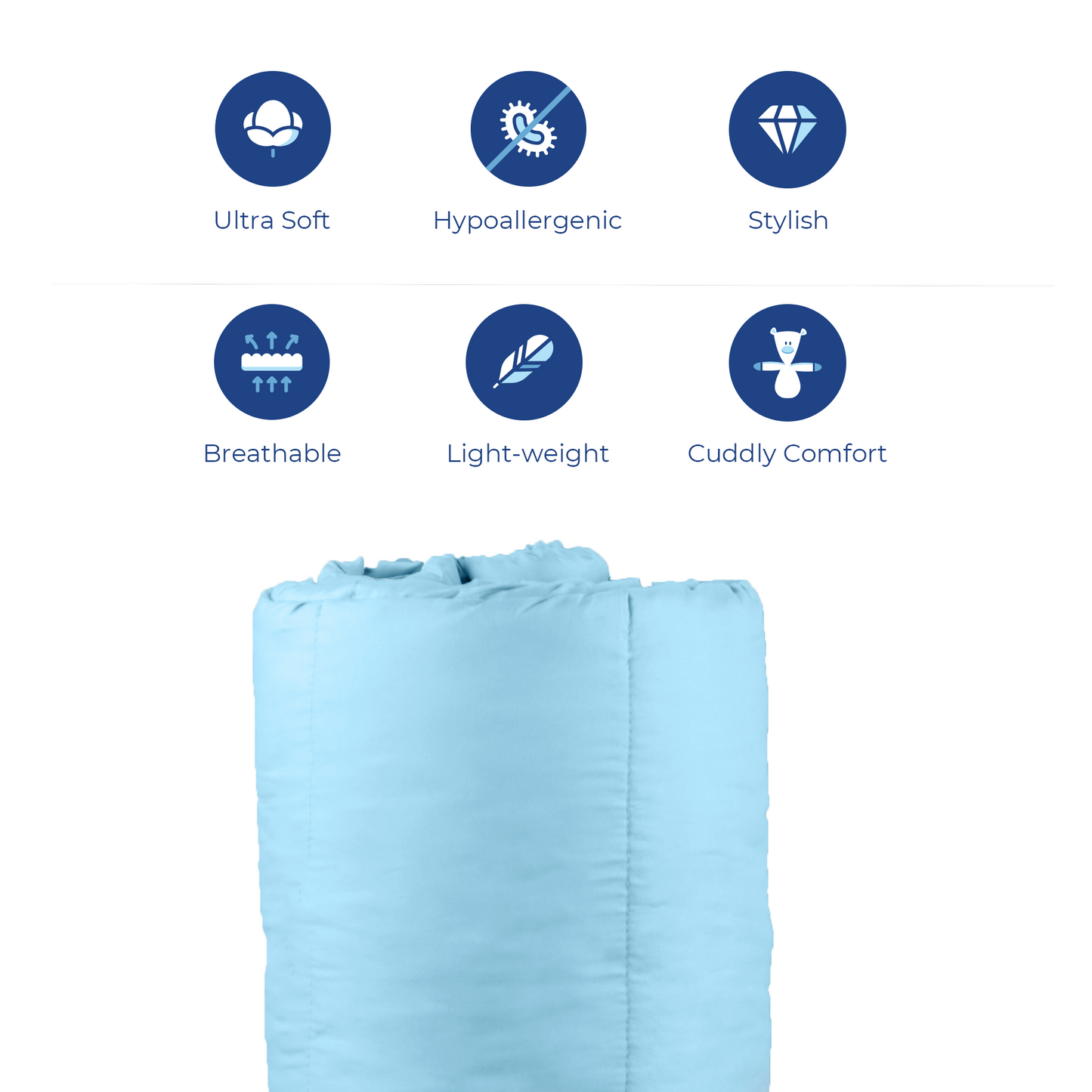 Light Blue and Light Grey Reversible Solid Comforter