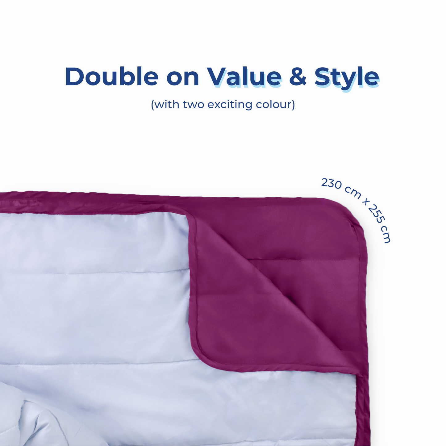 Purple and Light Grey Reversible Solid Comforter
