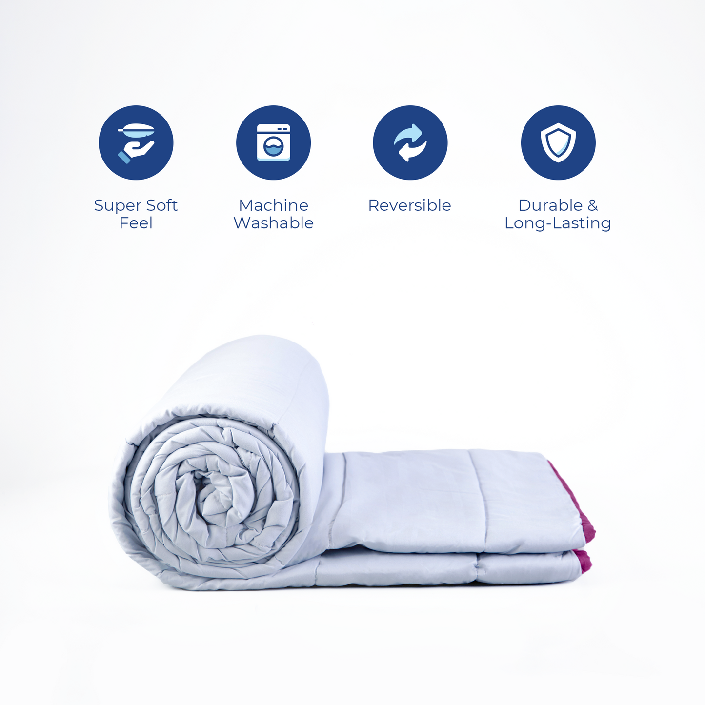 Purple and Light Grey Reversible Solid Comforter