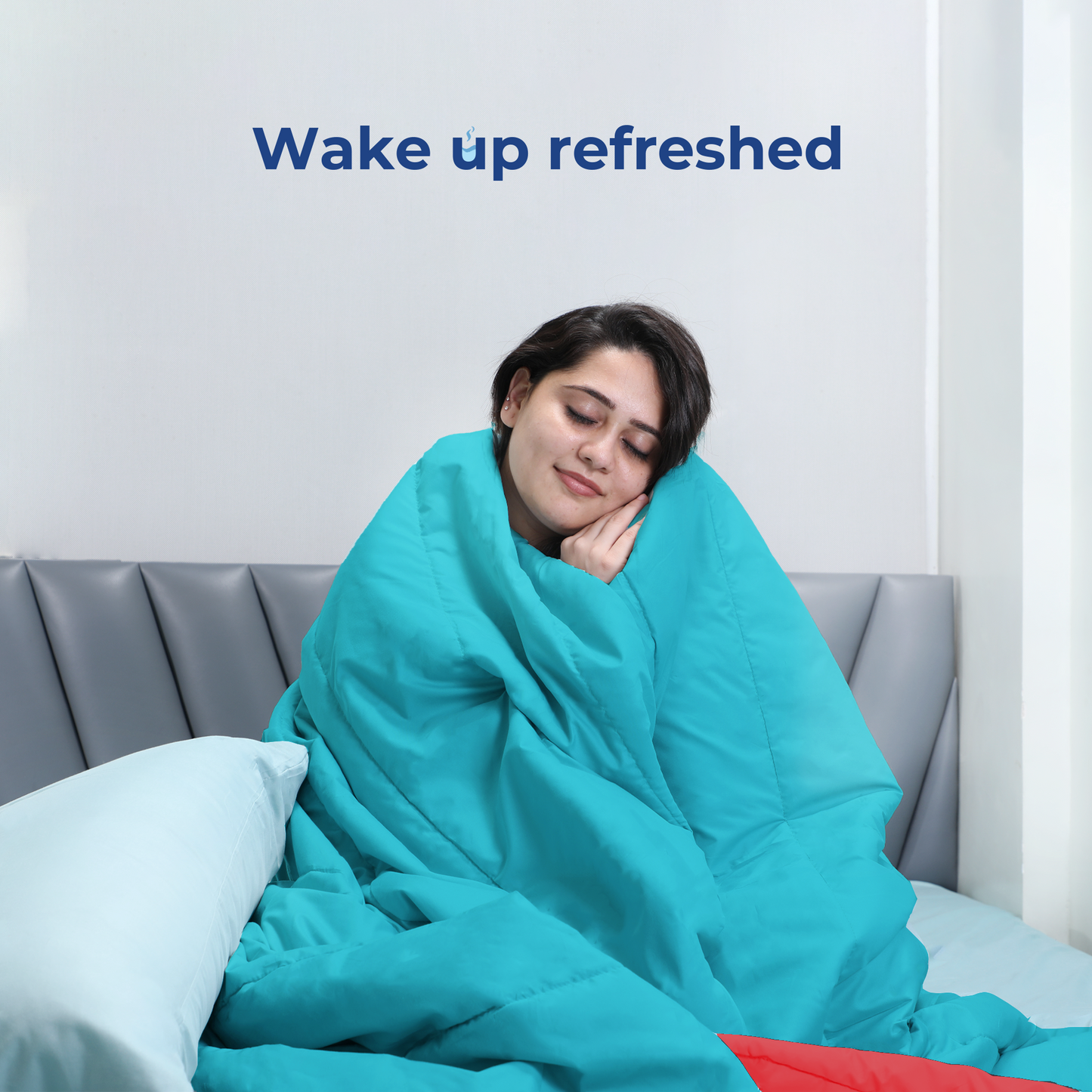 Red and Bright Aqua Reversible Solid Comforter