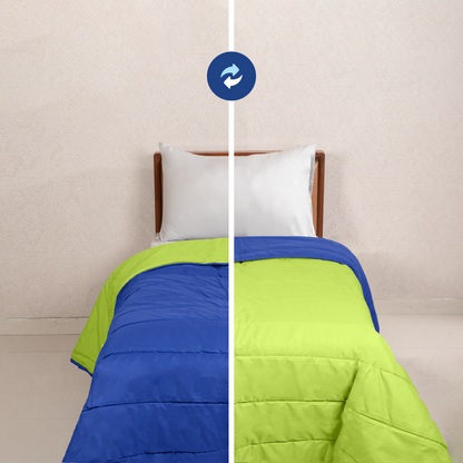 Bright Green and Deep Blue Reversible Solid Comforter