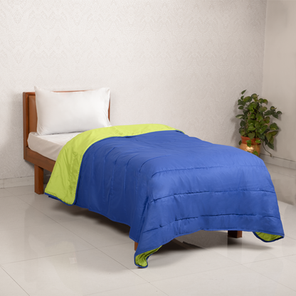 Bright Green and Deep Blue Reversible Solid Comforter