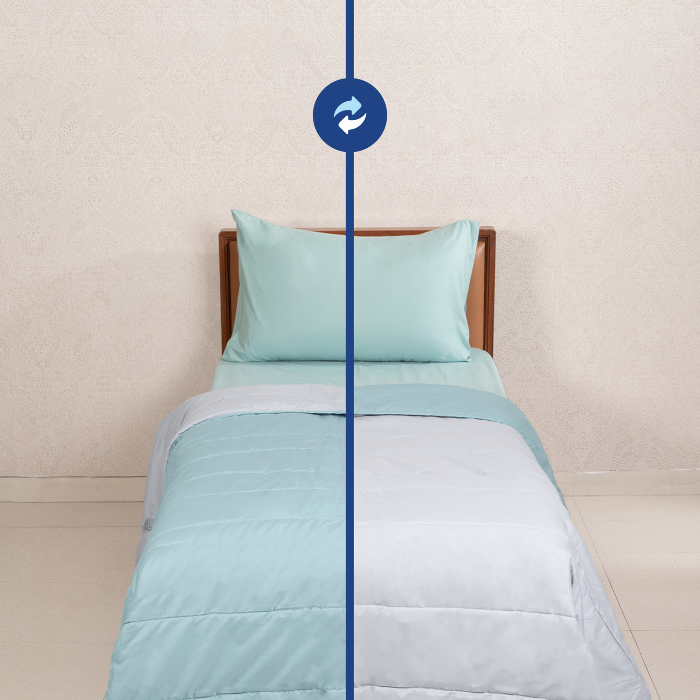 Light Blue and Light Grey Reversible Solid Comforter