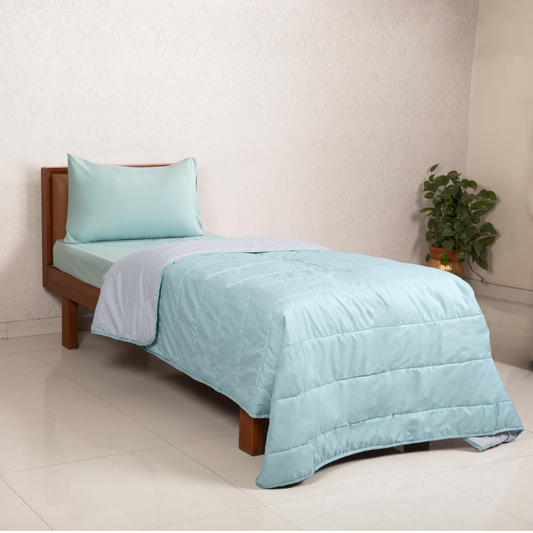 Light Blue and Light Grey Reversible Solid Comforter