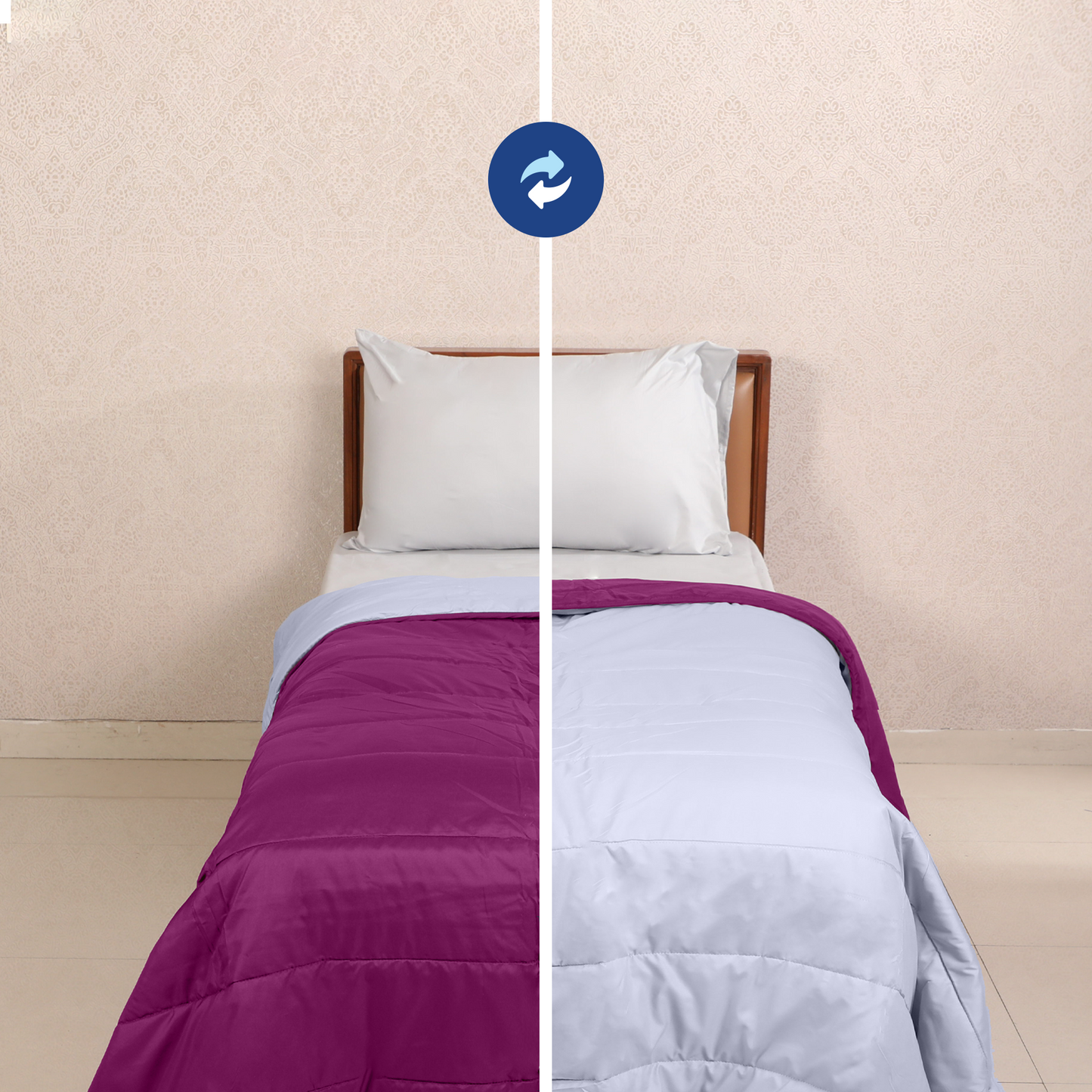 Purple and Light Grey Reversible Solid Comforter