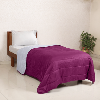 Purple and Light Grey Reversible Solid Comforter