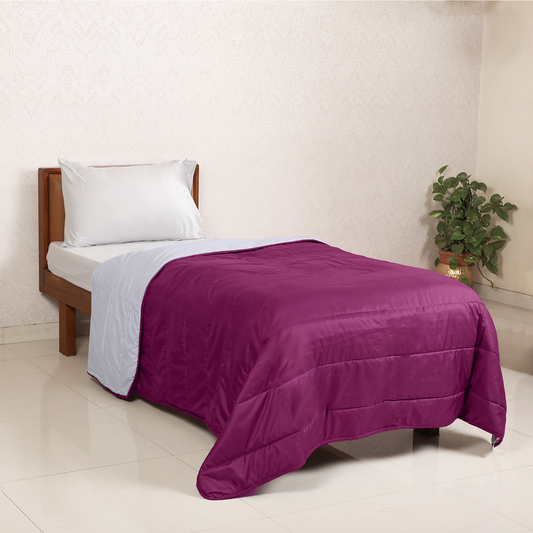 Purple and Light Grey Reversible Solid Comforter