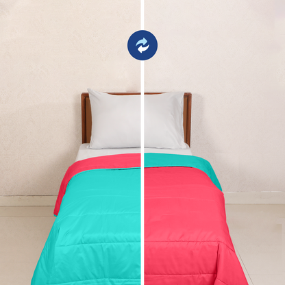 Pink & Teal Reversible Solid Comforter