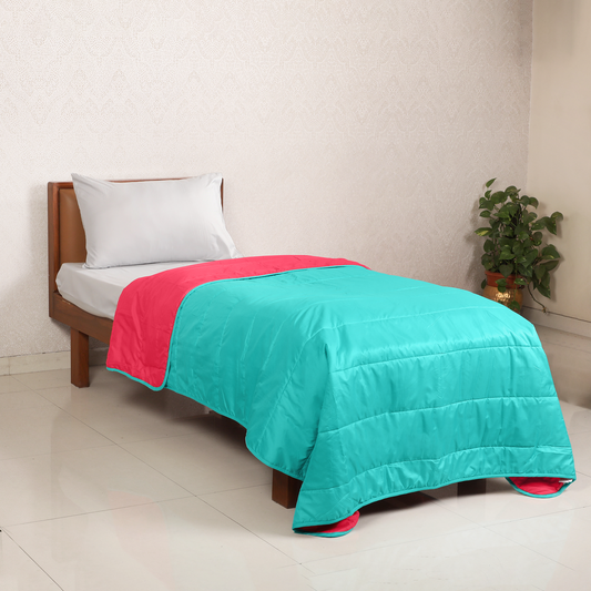 Pink & Teal Reversible Solid Comforter