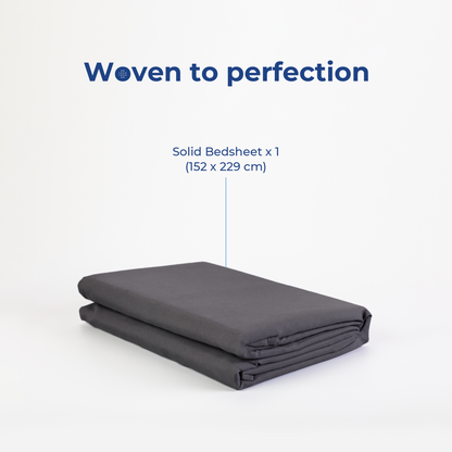Super Soft microfibre solid bedsheet with pillow cover - Granite Grey