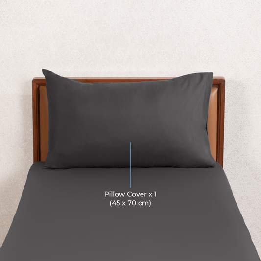 Super Soft microfibre solid bedsheet with pillow cover - Granite Grey