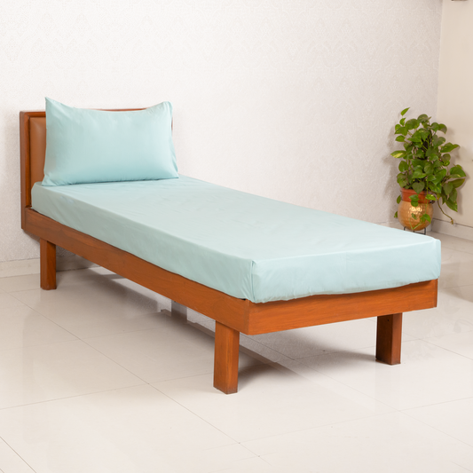 Super Soft microfibre solid bedsheet with pillow cover - Light Blue