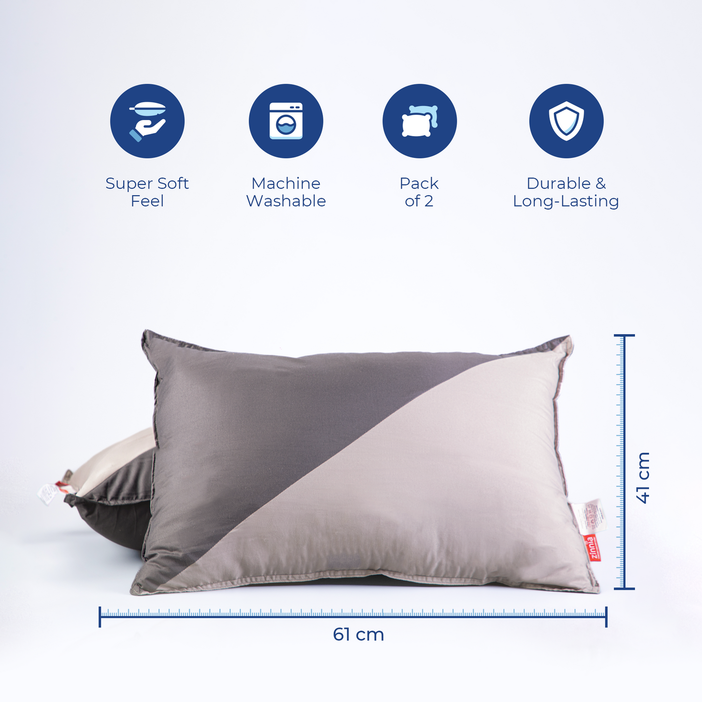 Diagonal Super Soft  pillow for sleeping, Basic size 41 x 61 cm - pack of 2